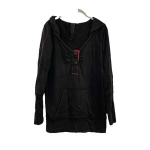 VTG BB Dakota Y2K Hoodie Top Henley Long Sleeve Rib Cuff Grunge Whimsigoth L